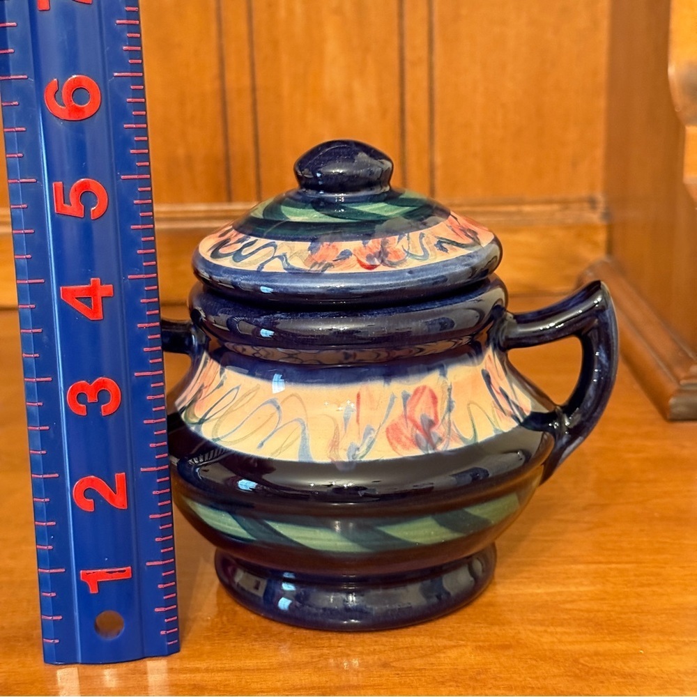 Gail Pittman Sugar Bowl Hand Painted Covered with Handles EUC - Picture 8 of 11